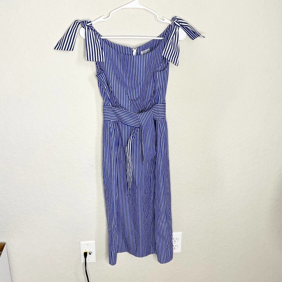 Milly Candice Striped Shirting Tie Dress Size 10 - Picture 5 of 8